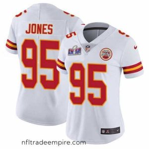 Charming Nike Chiefs 95 Chris Jones White Bound Stitched NFL Vapor Untouchable Limited 2024 Super Bowl LVIII Jersey