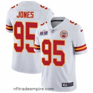 Superb Nike Chiefs 95 Chris Jones White Bound Stitched NFL Vapor Untouchable Limited 2024 Super Bowl LVIII Jersey