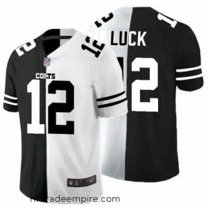 Magnificent Nike Colts 12 Andrew Luck Black And White Split Vapor Untouchable Limited Jersey