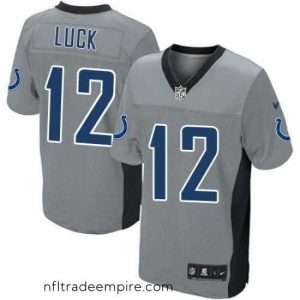 Irresistible Nike Colts #12 Andrew Luck Grey Shadow Stitched NFL Elite Jersey