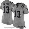 Stunning Nike Colts #13 T Y  Hilton Gray Womens Stitched NFL Limited Gridiron Gray Jersey