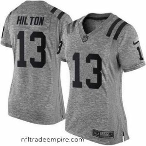 Stunning Nike Colts #13 T Y  Hilton Gray Womens Stitched NFL Limited Gridiron Gray Jersey