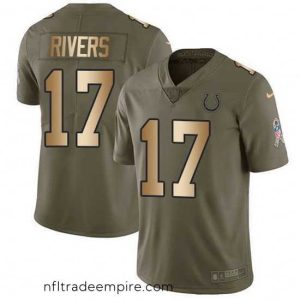 Alluring Nike Colts 17 Philip Rivers Olive Gold Stitched NFL Limited 2017 Salute To Service Jersey