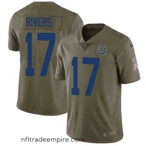 Charming Nike Colts 17 Philip Rivers Olive Stitched NFL Limited 2017 Salute To Service Jersey