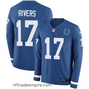 Stunning Nike Colts 17 Philip Rivers Royal Blue Team Color Stitched NFL Limited Therma Long Sleeve Jersey