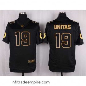 Alluring Nike Colts #19 Johnny Unitas Black Mens Stitched NFL Elite Pro Line Gold Collection Jersey