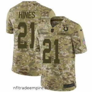 Exquisite Nike Colts #21 Nyheim Hines Camo Mens Stitched NFL Limited 2018 Salute To Service Jersey
