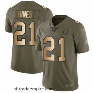 Irresistible Nike Colts #21 Nyheim Hines Olive Gold Mens Stitched NFL Limited 2017 Salute To Service Jersey