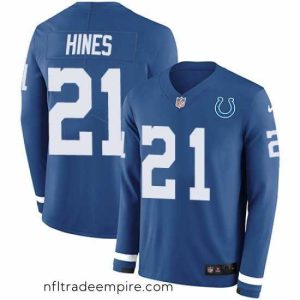 Superb Nike Colts 21 Nyheim Hines Royal Blue Team Color s Stitched NFL Limited Therma Long Sleeve Jersey