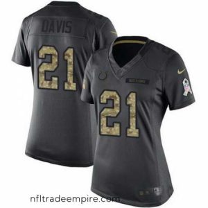 Exquisite Nike Colts #21 Vontae Davis Black Womens Stitched NFL Limited 2016 Salute to Service Jersey