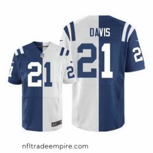 Enchanting Nike Colts #21 Vontae Davis Royal Blue White Mens Stitched NFL Elite Split Jersey