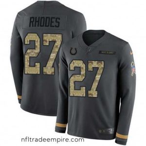 Enchanting Nike Colts 27 Xavier Rhodes Anthracite Salute to Service Stitched NFL Limited Therma Long Sleeve Jersey