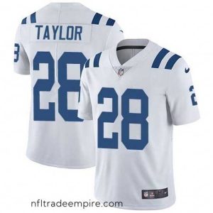 Stunning Nike Colts 28 Jonathan Taylor White Stitched NFL Vapor Untouchable Limited Jersey
