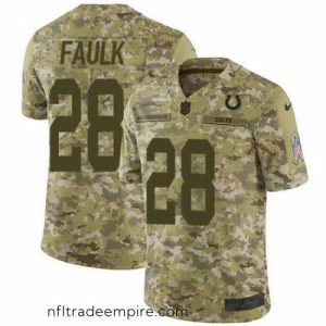 Enchanting Nike Colts #28 Marshall Faulk Camo Mens Stitched NFL Limited 2018 Salute To Service Jersey