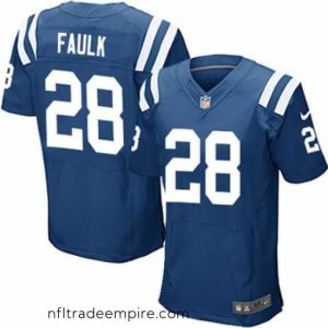 Superb Nike Colts #28 Marshall Faulk Royal Blue Team Color Mens Stitched NFL Elite Jersey