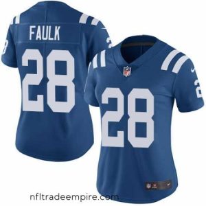 Enchanting Nike Colts #28 Marshall Faulk Royal Blue Team Color Womens Stitched NFL Vapor Untouchable Limited Jersey