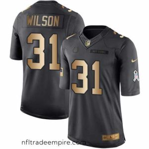 Superb Nike Colts #31 Quincy Wilson Black Mens Stitched NFL Limited Gold Salute To Service Jersey