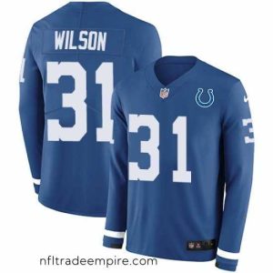 Stunning Nike Colts 31 Quincy Wilson Royal Blue Team Color s Stitched NFL Limited Therma Long Sleeve Jersey