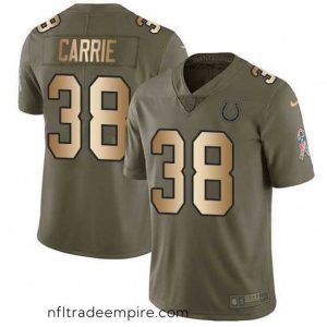 Irresistible Nike Colts 38 T J  Carrie Olive Gold Stitched NFL Limited 2017 Salute To Service Jersey