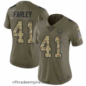 Alluring Nike Colts #41 Matthias Farley Olive Camo Womens Stitched NFL Limited 2017 Salute to Service Jersey
