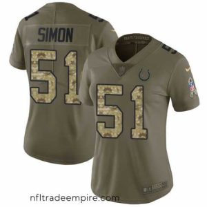 Irresistible Nike Colts #51 John Simon Olive Camo Womens Stitched NFL Limited 2017 Salute to Service Jersey
