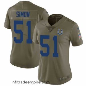 Superb Nike Colts #51 John Simon Olive Womens Stitched NFL Limited 2017 Salute to Service Jersey