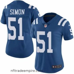Enchanting Nike Colts #51 John Simon Royal Blue Womens Stitched NFL Limited Rush Jersey