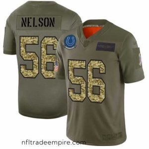 Superb Nike Colts 56 Quenton Nelson Olive Camo Stitched Football Limited 2019 Salute To Service Jersey