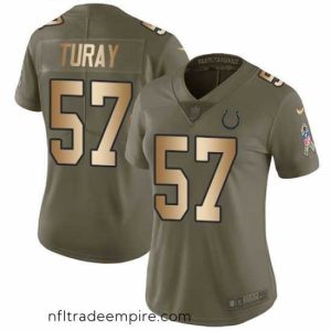 Superb Nike Colts #57 Kemoko Turay Olive Gold Womens Stitched NFL Limited 2017 Salute to Service Jersey