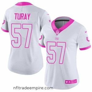 Superb Nike Colts #57 Kemoko Turay White Pink Womens Stitched NFL Limited Rush Fashion Jersey