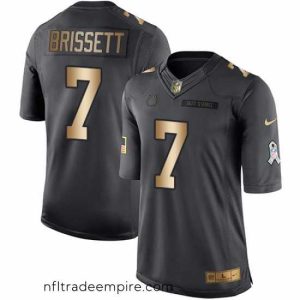 Charming Nike Colts #7 Jacoby Brissett Black Mens Stitched NFL Limited Gold Salute To Service Jersey