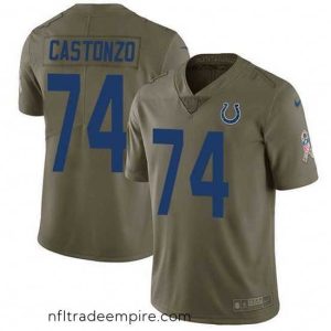 Irresistible Nike Colts 74 Anthony Castonzo Olive Stitched NFL Limited 2017 Salute To Service Jersey