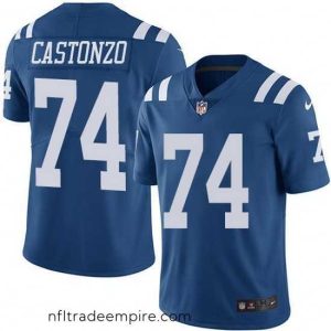 Gorgeous Nike Colts 74 Anthony Castonzo Royal Blue Stitched NFL Limited Rush Jersey
