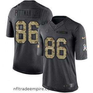 Delightful Nike Colts 86 Michael Pittman Jr  Black Stitched NFL Limited 2016 Salute to Service Jersey