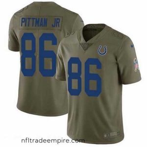 Magnificent Nike Colts 86 Michael Pittman Jr  Olive Stitched NFL Limited 2017 Salute To Service Jersey