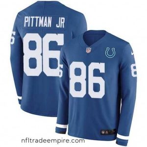 Magnificent Nike Colts 86 Michael Pittman Jr  Royal Blue Team Color Stitched NFL Limited Therma Long Sleeve Jersey