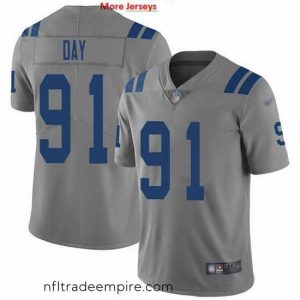 Magnificent Nike Colts 91 Sheldon Day Gray Stitched NFL Limited Inverted Legend Jersey