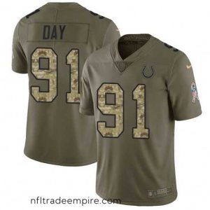 Charming Nike Colts 91 Sheldon Day Olive Camo Stitched NFL Limited 2017 Salute To Service Jersey