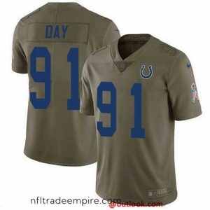 Superb Nike Colts 91 Sheldon Day Olive Stitched NFL Limited 2017 Salute To Service Jersey
