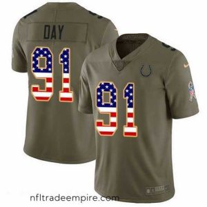 Alluring Nike Colts 91 Sheldon Day Olive USA Flag Stitched NFL Limited 2017 Salute To Service Jersey