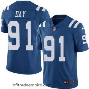 Superb Nike Colts 91 Sheldon Day Royal Blue Stitched NFL Limited Rush Jersey