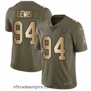 Superb Nike Colts #94 Tyquan Lewis Olive Gold Mens Stitched NFL Limited 2017 Salute to Service Jersey