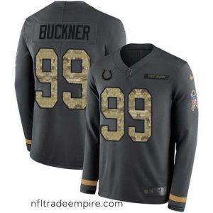 Irresistible Nike Colts 99 DeForest Buckner Anthracite Salute to Service Stitched NFL Limited Therma Long Sleeve Jersey
