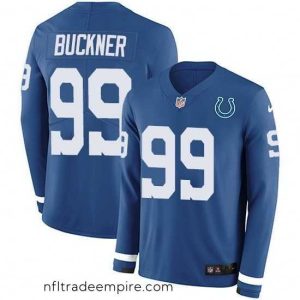 Stunning Nike Colts 99 DeForest Buckner Royal Blue Team Color Stitched NFL Limited Therma Long Sleeve Jersey