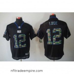 Delightful Nike Indianapolis Colts 12 Andrew Luck Black Elite Lights Out Camo Number NFL Jersey
