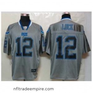 Gorgeous Nike Indianapolis Colts 12 Andrew Luck Grey Elite lights out NFL Jersey