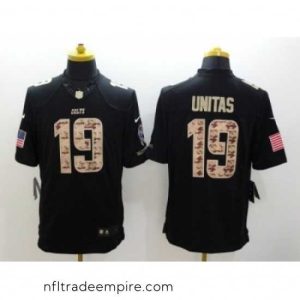 Exquisite Nike Indianapolis Colts 19 Johnny Unitas black Limited Salute to Service NFL Jersey