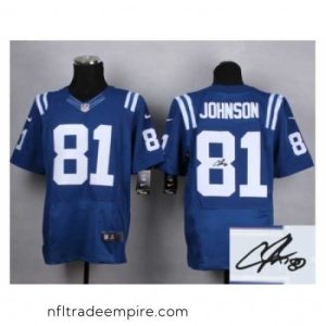 Stunning Nike Indianapolis Colts 81 Andre Johnson blue Elite Signature NFL Jersey