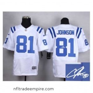 Stunning Nike Indianapolis Colts 81 Andre Johnson white Elite Signature NFL Jersey
