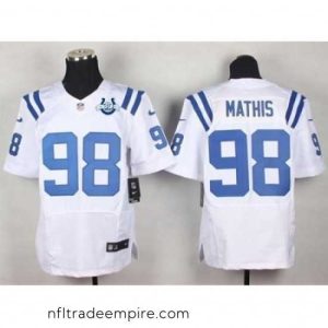 Gorgeous Nike Indianapolis Colts 98 Robert Mathis White Elite With 30TH Seasons Patch NFL Jersey